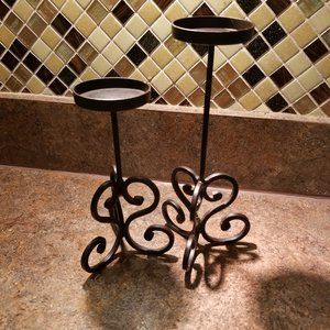 Set of two candle holders Espresso dark brown